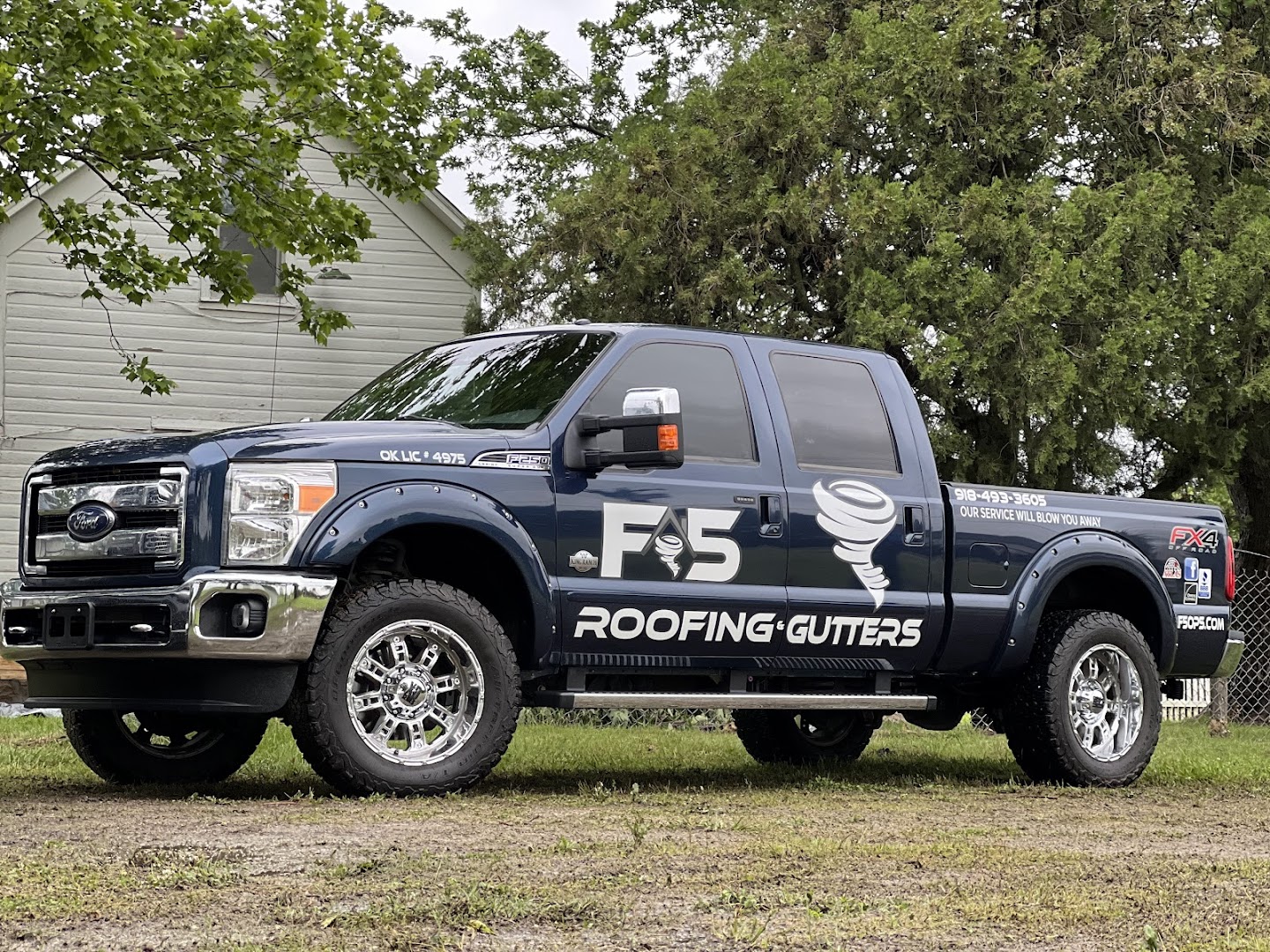 F5 Roofing & Gutters branded truck, Tulsa OK